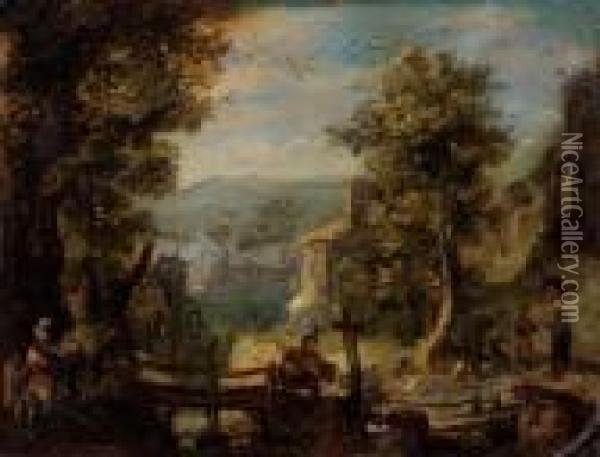 Cavalier Sur Un Pont A L'entree D'un Village Oil Painting - Pieter Ii Stevens