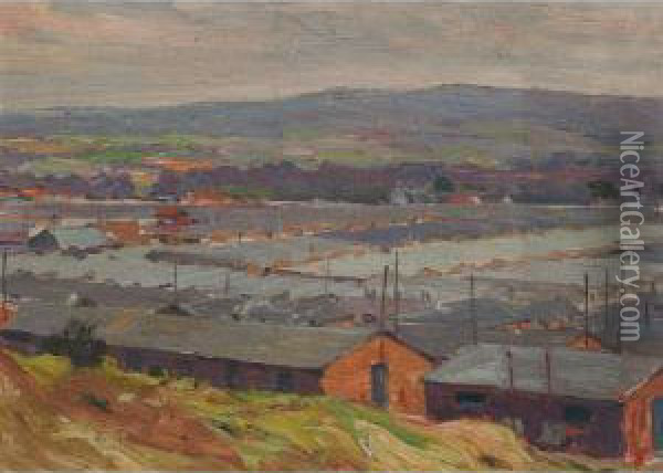 Northern Mining Town Oil Painting - John William Beatty