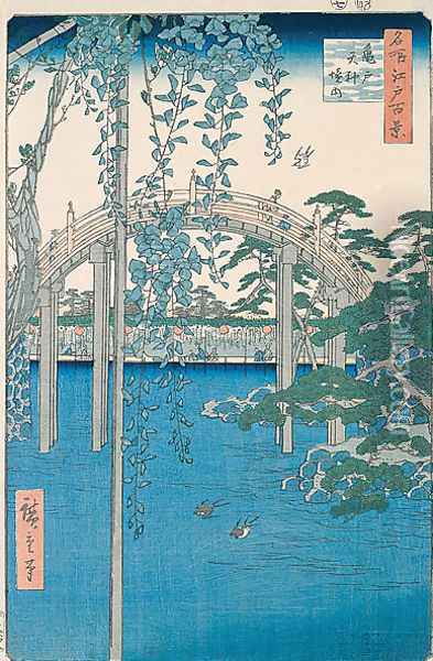 Inside Kameido-Tenjin Shrine Oil Painting - Utagawa or Ando Hiroshige