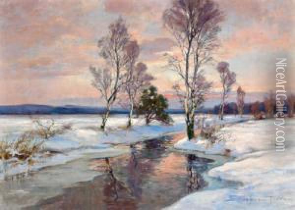 Winterabend Am Moorbruch Oil Painting - Franz Schreyer