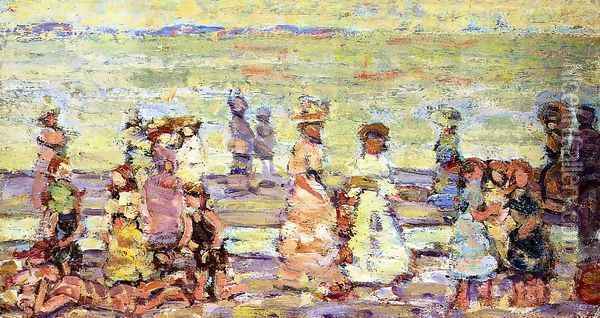 Maine Beach Oil Painting - Maurice Brazil Prendergast