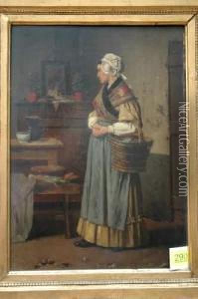 Femme Au Panier Oil Painting - Victor Ravet