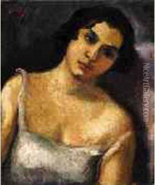Femme En Buste Oil Painting - Manuel Ortiz De Zarate