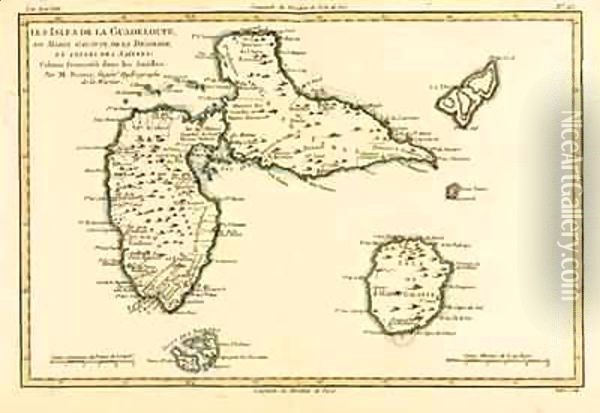 The Islands of Guadeloupe, Marie-Galante, La Desirade, and the Isles des Saintes, French colonies in the Antilles Oil Painting - Charles Marie Rigobert Bonne