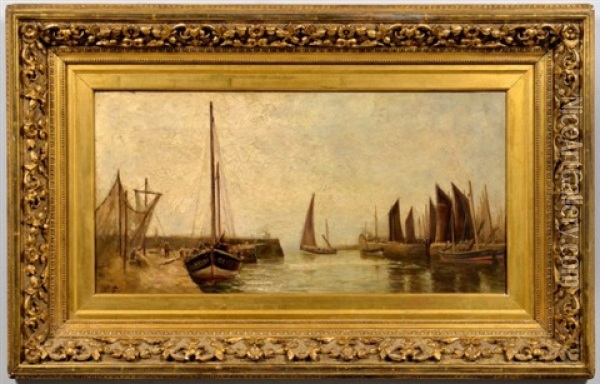 Harbor Scene Oil Painting - James Cassie