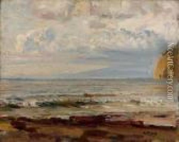 Marina (dalla Spiaggia Di S. Agnello A Sorrento) Oil Painting - Attilio Pratella