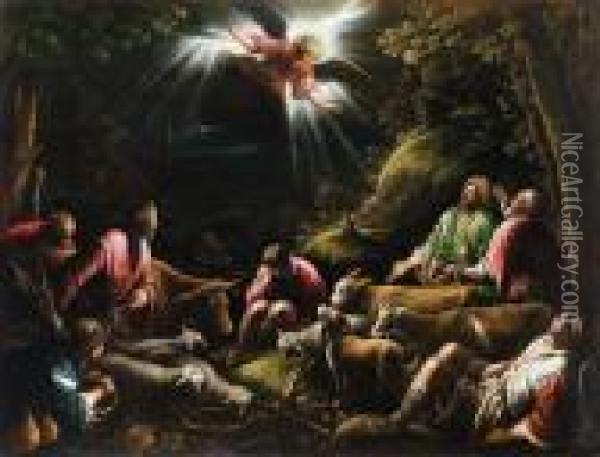 Annuncio Ai Pastori Oil Painting - Jacopo Bassano (Jacopo da Ponte)