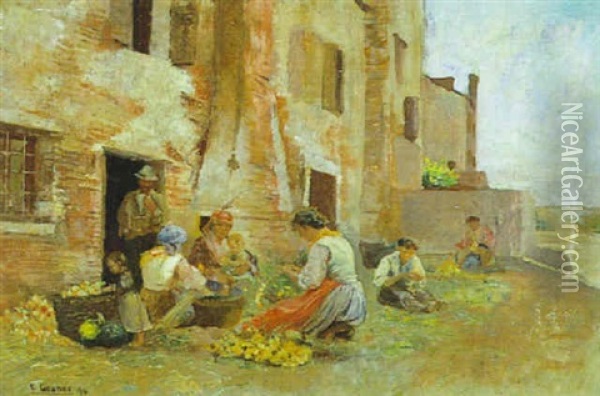 Zweibellbunderinnen In Chioggia Oil Painting - Ernst Graner