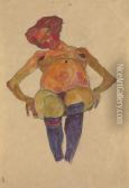 Sitzende Schwangere Oil Painting - Egon Schiele