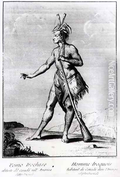 Iroquois Man, inhabitant of Canada Oil Painting - Teodoro Viero