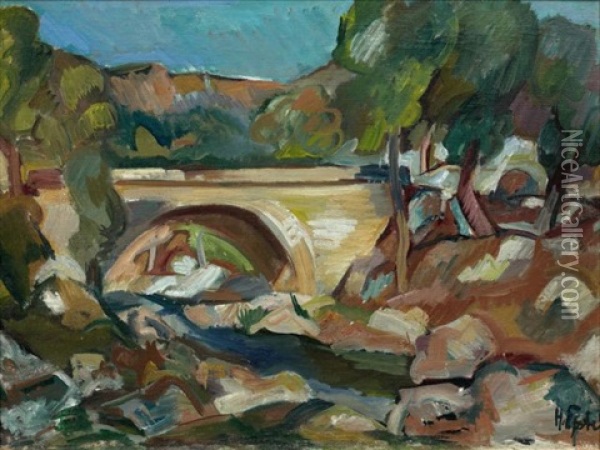 Paysage Au Pont Oil Painting - Henri Epstein