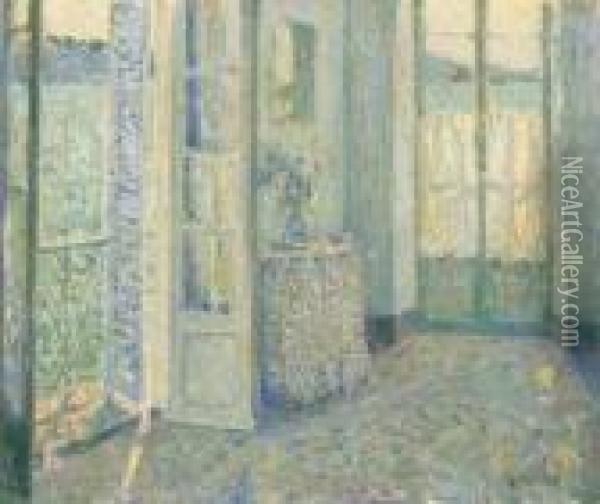 La Chambre Bleue, Villefranche-sur-mer Oil Painting - Henri Eugene Augustin Le Sidaner