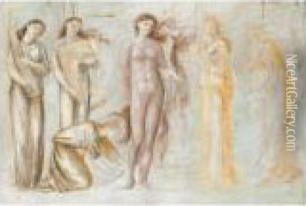 Study For 'the Court Of Venus' Oil Painting - Sir Edward Coley Burne-Jones