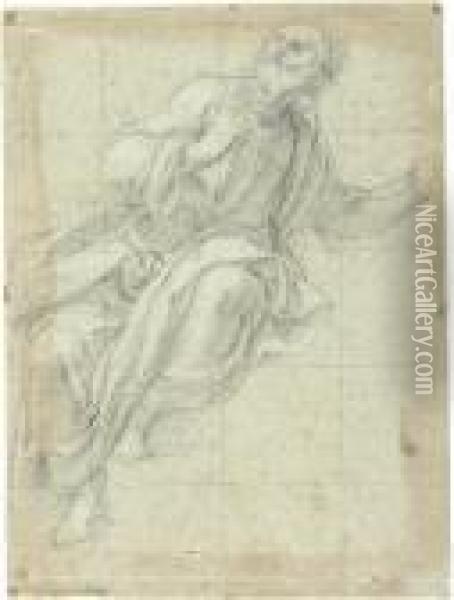 Study Of A Seated Saint Oil Painting - Domenico Zampieri (Domenichino)