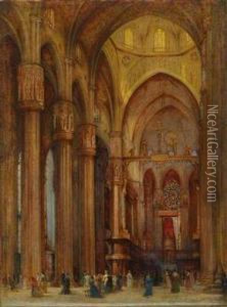 Blick In Den Mailander Dom Mit Dem Altare Privilegata Oil Painting - Franz Alt