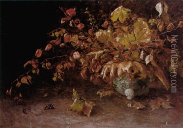 Herbstlicher Straus In Chinesischer Vase Oil Painting - Marie Magyar