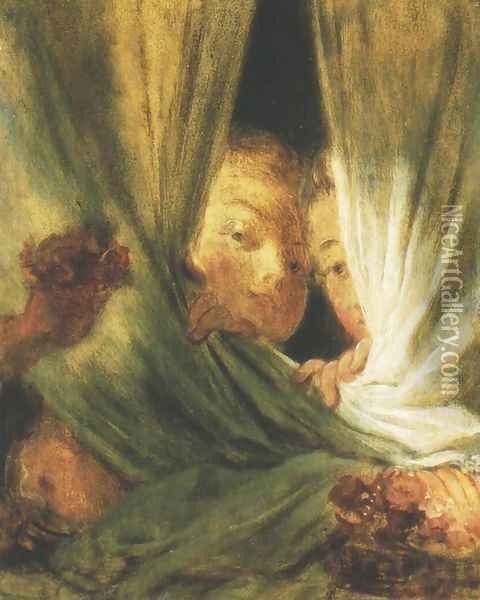 Les curieuses Oil Painting - Jean-Honore Fragonard