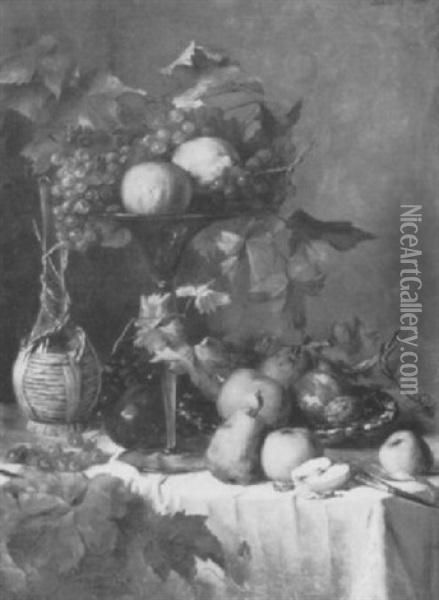 Stilleben Mit Weintrauben, Apfeln, Birnen Und Zitrusfruchten Oil Painting - Anthonie Boubong