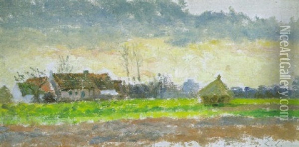 Landschap Te Astene Oil Painting - Emile Claus