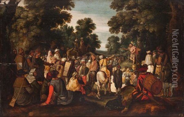 Die Waldpredigt Johannes Des Taufers Oil Painting - Hans Jordaens the Elder