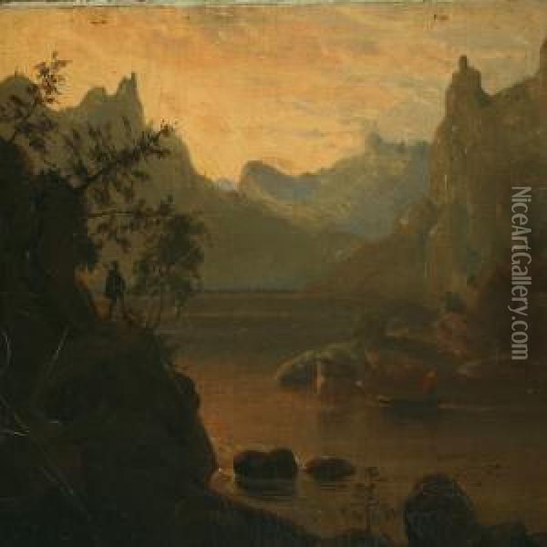 Mountainscape Oil Painting - Friedrich Ernst Wolperding