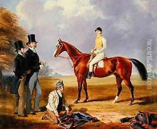 Dr Fothergill Rowlands of Nantyglo on Tom Llewelyn Brewers Horse Bold Navy 1847-51 Oil Painting - James Flewitt Mullock