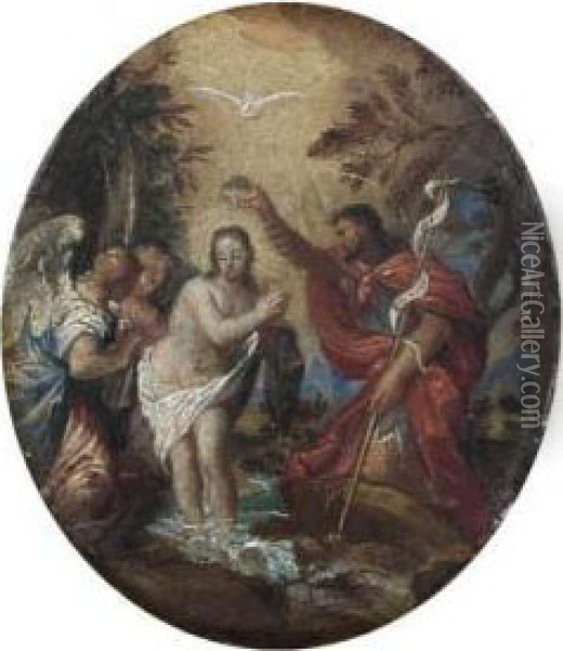 Le Bapteme Du Christ Oil Painting - Ippolito Scarsella (see Scarsellino)