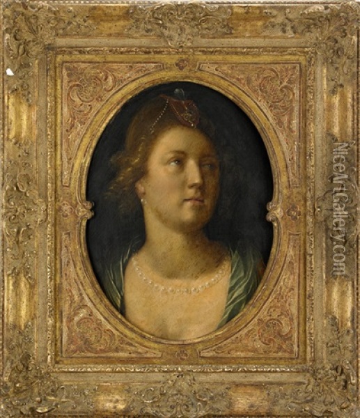 Kvinna Med Parlhalsband Oil Painting - Cornelis Cornelisz Van Haarlem