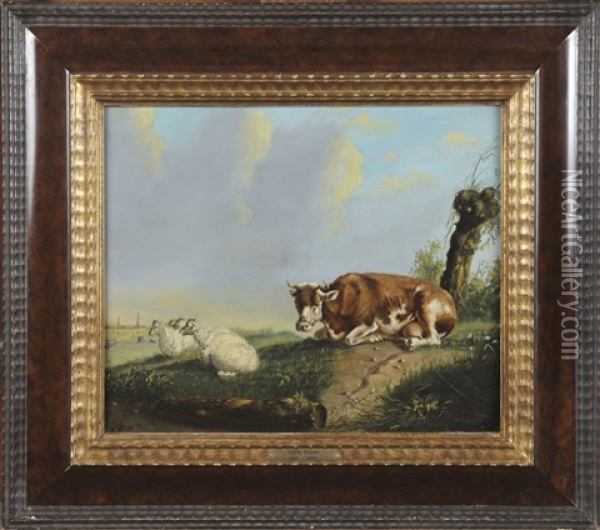 Vache Et Moutons Oil Painting - Frans Gips