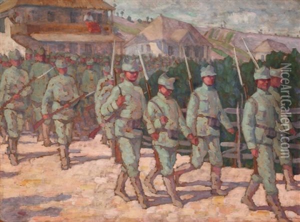 Infantry Oil Painting - Grigore Mircescu