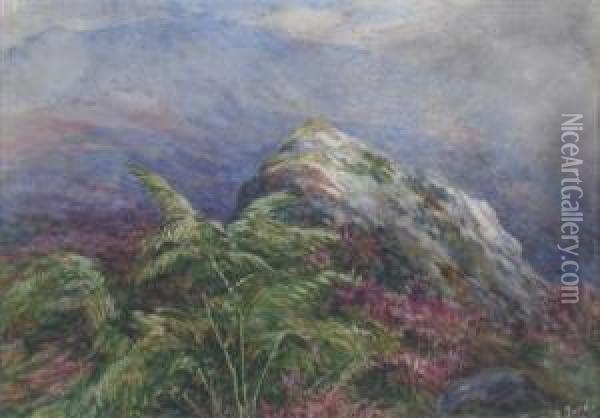 On The Moors, Dumfriesshire Oil Painting - James Jnr Faed