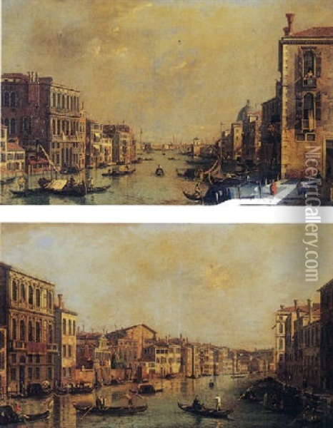 Vue Du Grand Canal A Partir Du Palais Flangini Oil Painting - Bernardo Bellotto