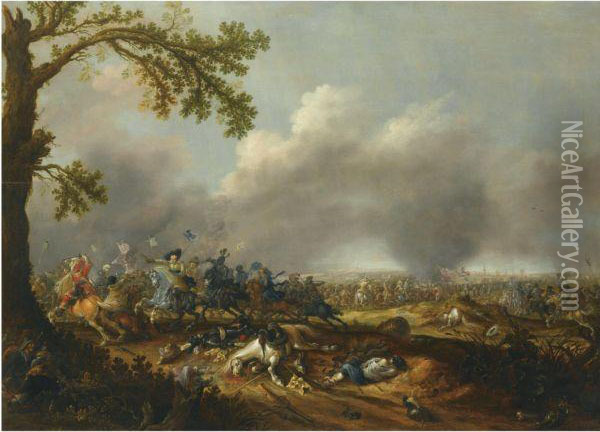 The Battle Of Lutzen, With Gustav Ii Adolf Of Sweden Oil Painting - Jan Asselyn