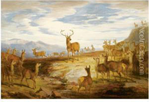 The Triumphant Stag Oil Painting - James William Giles