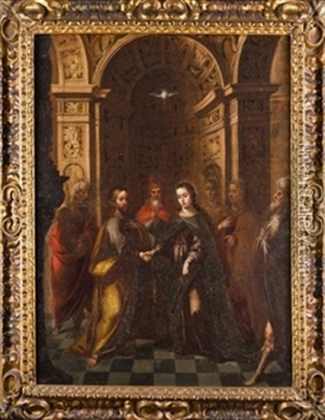 Los Desposorios De La Virgen Oil Painting - Matias Arteaga y Alfaro