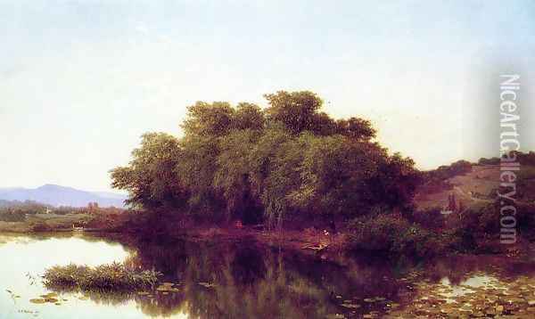 A River Bank Oil Painting - Albert (Fitch) Bellows