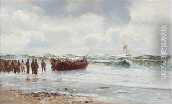 En Stranding Oil Painting - Holger Luebbers