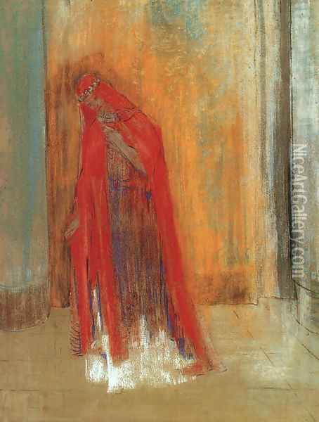 Oriental Woman (Woman in Red) 1895-1900 Oil Painting - Odilon Redon