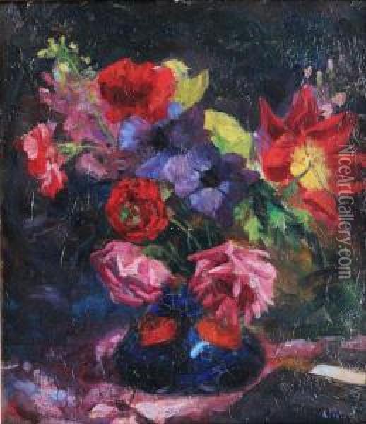Kwiaty W Wazonie Oil Painting - Adam Pelczynski