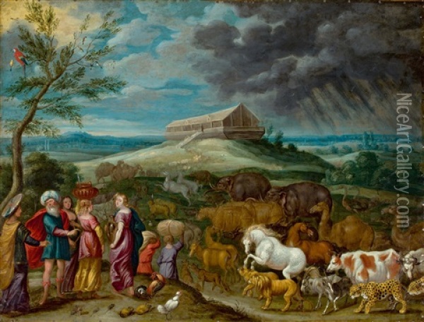 Noah Entering And Leaving The Ark Oil Painting - Balthasar Beschey