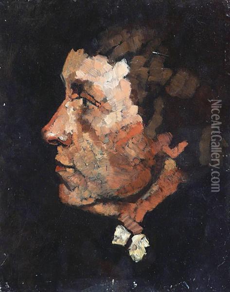 Portrait D'homme De Profil Oil Painting - Franck Duvenek