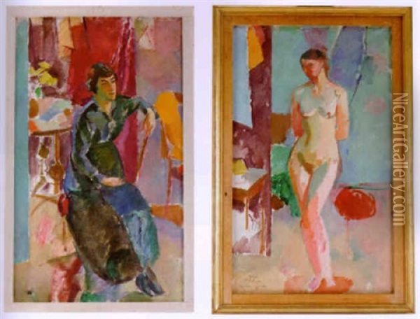 Interior Med Sittande Kvinna Oil Painting - Karl Isakson