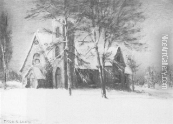 Country Church In The Snow Oil Painting - Thomas Bigelow Craig