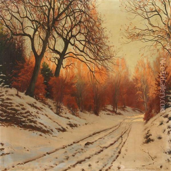 Winter Day In A Forest Oil Painting - Sigvard Hansen