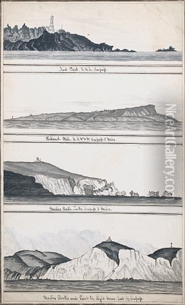Fourteen Pencil Drawings Of The Coastline Oil Painting - William Henry Buck