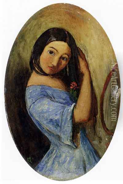 A Young Girl Combing Her Hair Oil Painting - Sir John Everett Millais