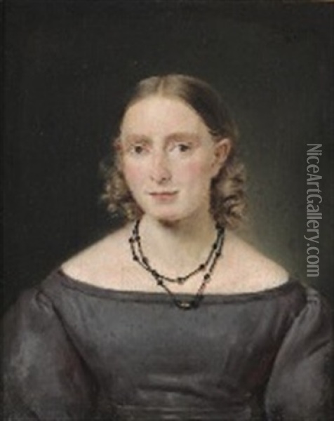 Portrait Of A Young Woman Oil Painting - Christian Albrecht Jensen