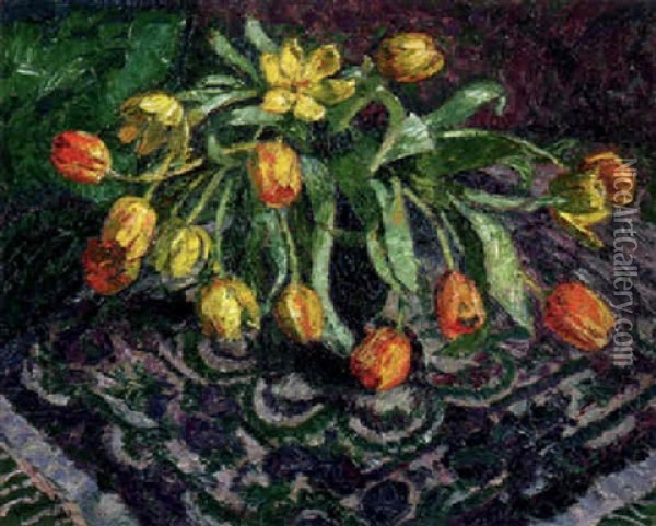 Gelbe Tulpen Oil Painting - Georg Burmester