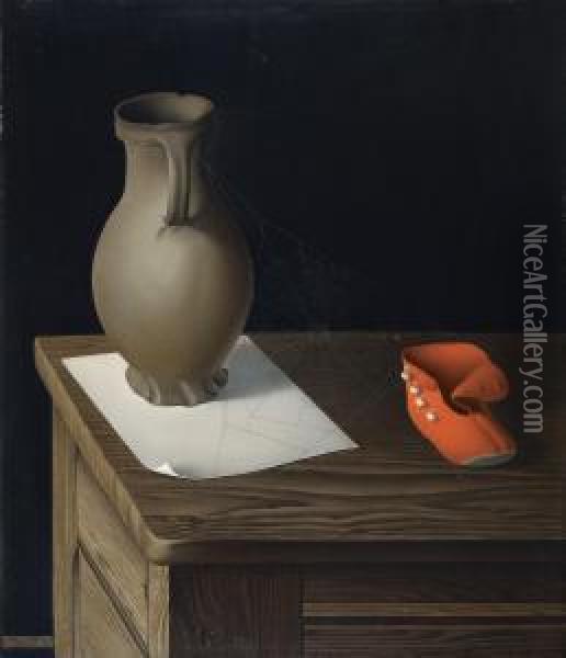 Stilleben Mit Vase Und Schuh Oil Painting - Josef Mangold