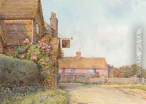 A wayside Inn, Hever Oil Painting - Ernest Arthur Rowe